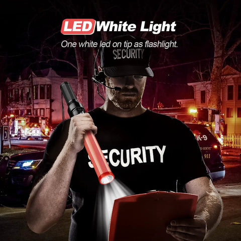 Security personnel using 4 Pack 16 Inch LED Traffic Batons With White Tip Light, High Visibility Safety Wands, 3 Flashing Modes.
