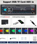 Single Din Car Stereo With Bluetooth 5.0 Hands Free Calling Voice Control FM Radio MP3 Player USB AUX Port Audio Recording