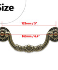 4 Pack Vintage Drop Bail Drawer Pulls Antique Bronze Cabinet Handles shown with 5 inch hole spacing and 6.4 inch total length