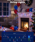 Red White Blue LED Christmas String Lights 100 Count 20 Feet Patriotic Outdoor Indoor Mini Light Set for Fourth of July