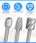 Top Shelf Wood Carving Bits Set For Slick Engraving Router Work Built With Hss Steel And One Eighth Inch Shank; three HSS router bits.