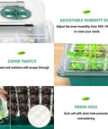 Details of Two Pack Seed Starter Tray With Grow Light, 80 Cell Seed Starting Kit, Seedling Starter Trays With Grow Lights, Plant Germination Trays With Humidity Dome, highlighting adjustable humidity dome, tight cover and drain hole features