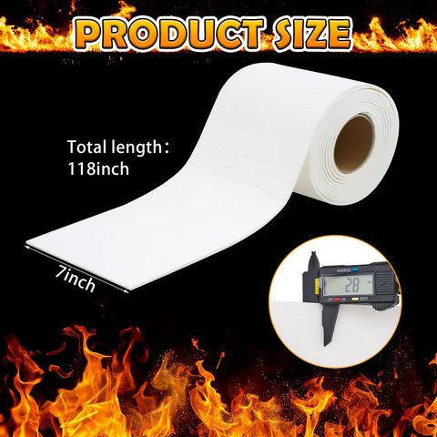 Kiln paper roll, white ceramic fiber gasket material, 0.125 in thick, 7 in wide, 118 in long