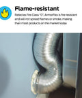 ArmorFlex Dryer Vent 8 Foot Flexible Aluminum Duct with Clamps installed, showcasing semi-rigid fire-resistant tubing.