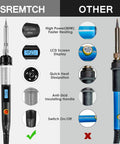 Comparison of 80W Soldering Iron Kit With Digital LCD Display vs. standard model showing features like fast heating and thermostatic design.