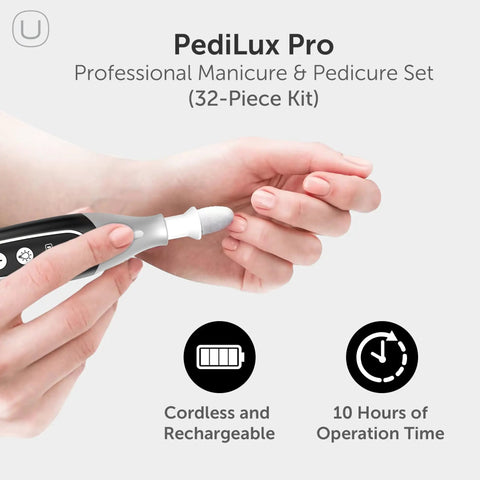 Hella Smooth Cordless Nail File Drill And Thick Toenail Grinder Professional Manicure Pedicure Kit for callus removal in use.