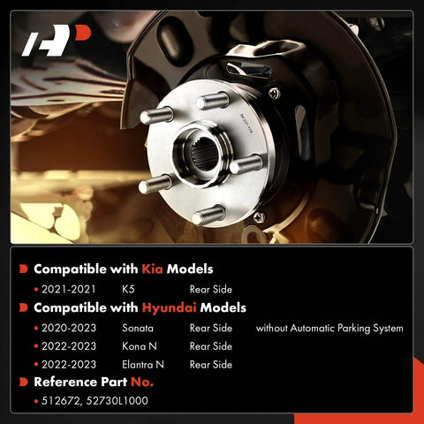 Beefed Up Two Rear Wheel Bearing And Hub Assemblies With ABS And Five Lug For Hyundai Elantra N 2022 2023 Kona N 2022 2023 Sonata 2020 2023 And Kia K5 2021 2023 High Load Capacity Wheel Hub Replacement installed view
