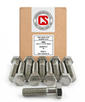 Top Tier 5/8 X 2 1/2 Inch 304 Stainless Steel Hex Head Bolts packaged in a box ready for outdoor equipment use.