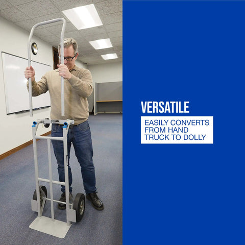 Heavy Duty Two In One Hand Truck And Flat Platform Dolly Workhorse For Moving Boxes And Furniture Quick Tool Free Switch Between Upright And Horizontal Setups With 600 Lb Vertical 800 Lb Max Capacity No Sweat Moving Experience