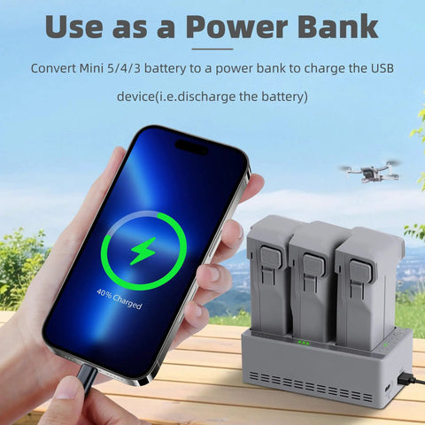 Charging phone with Mini 4 Pro 100W Fast 3 Way Charging Hub For DJI Mini 5 Pro, Mini 4 Pro, And Mini 3 Pro Battery Charger Station