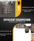 Heavy Duty One Inch Drive Pneumatic Impact Wrench With Professional Air Hose showing multi-hole air exhaust and quick connector.