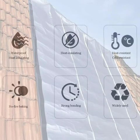 Tough As Nails Self Healing Flashing Sealant And Ice Water Shield Roofing Underlayment Roll showing waterproof and heat-insulating features.