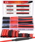 270 Piece 3 To 1 Dual Wall Adhesive Heat Shrink Tubing Kit With Six Sizes From One Sixteenth To One Quarter Inch For Solder Joints
