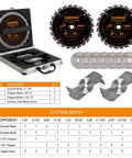 8 Inch Stacked Dado Blade Set For 10 Inch Table Saw With 5/8 Inch Arbor, Ultra Sharp Tungsten Carbide Tipped Teeth, 15-Piece Kit