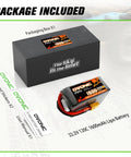 6S 1600mAh 22.2V LiPo Battery 120C with XT60 Connector, packaging box, and accessories for RC FPV racing drones.