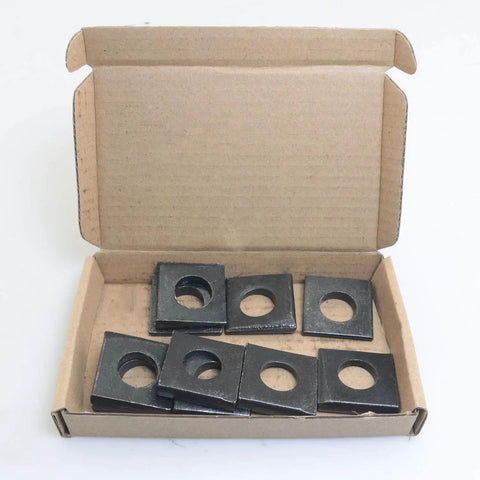 Beveled Square Washer Set 1/2 Inch Ten Pack 1-1/8 By 1-1/8 Inch Wedge Shims For Leveling Carbon Steel Galvanized 2mm To 6.6mm Thin