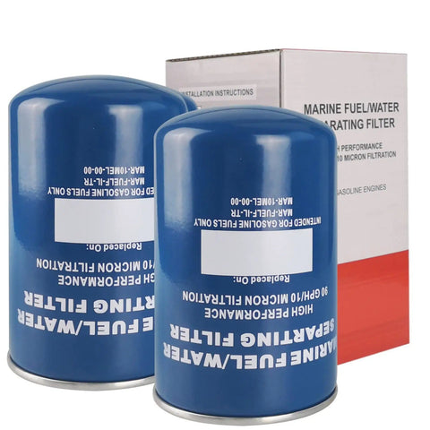 Water Separator Filter 10 Micron For Yamaha MAR-FUELF-IL-TR Sierra 18-7866 Mallory 9-37807 Outboard Motors Two Pack Blue