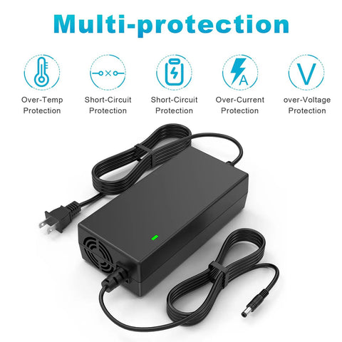 Seven In One Universal 54.6V 2A Ebike Charger For 48V Li Ion 13S Batteries with multiple protection features and cables