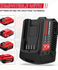 V20 Battery Charger Replacement for Craftsman 20V Max Li Ion Batteries shown with compatible batteries