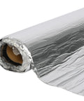 No Hassle Easy Peel And Stick Asphalt Roofing Roll With Reflective Foil Backing For Heavy Duty Waterproof Leak Patch And Summer Heat Deflector 39 By 16 Feet rolled out showing reflective silver surface