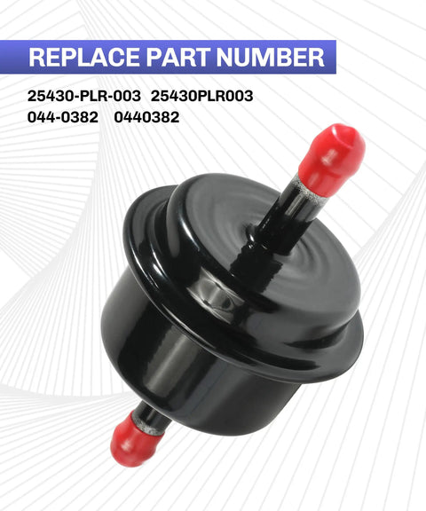 Black automatic transmission filter with red caps, replaces 044-0382 0440382 25430-PLR-003 25430PLR003, ready to install
