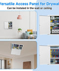 Solid As A Rock Metal Access Panel With Screwdriver Latch For 16 By 24 Inch Drywall And Ceiling Installations flush mount design shown in wall and ceiling.