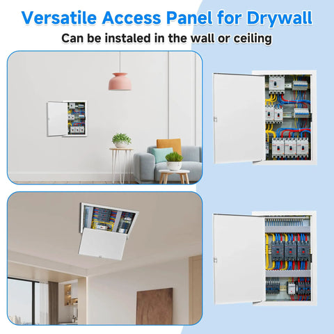 Solid As A Rock Metal Access Panel With Screwdriver Latch For 16 By 24 Inch Drywall And Ceiling Installations flush mount design shown in wall and ceiling.