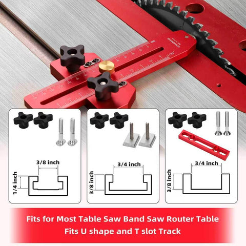 Thin Rip Jig Table Saw Guide for Quick Repetitive Narrow Strip Cuts, Anti Kickback Safety, Fits 3 Eighths by 3 Quarters T Slot and U Slot