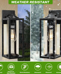 Hella Bright 16-Inch Outdoor Wall Lanterns, Rugged 2-Pack Exterior House Lights featuring thick clear glass shades, waterproof design.