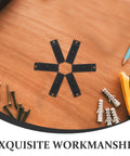Heavy Duty Black Carbon Steel Slatwall Picture Hanger Hooks 10 Pack on a wooden surface with tools and screws