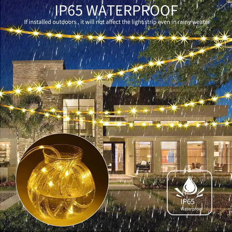 33ft Solar Rope Lights With 100 LEDs, 8 Modes, IP65 Waterproof Tube Lights For Outdoor Garden Roof Fence And Tree Decor, Warm White Glow