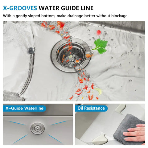Water drainage in 23 Inch Undermount Bar Sink Single Bowl 16 Gauge 304 Stainless Steel For Kitchen RV Wet Bar Prep Durable Easy Clean Undermount Design Ideal For Home And Professional Prep In Kitchen Or RV