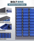 Heavy Duty 40 Drawer Parts Cabinet With ABS Drawers And Metal Frame, Nut And Bolt Organizer For Garage And Workshop display