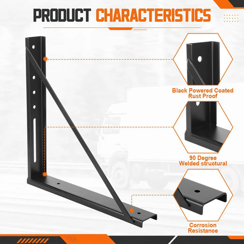 Set Of 2 Heavy Duty Underbody Truck Tool Box Mounting Brackets Kit 17 X 17 Inch Welded Steel with rust proof coating