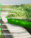 Beast Mode Durable Seed Starting Trays For Seedlings And Microgreens, Reusable Plastic Plant Trays displayed with microgreens