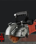 Professional Heavy Duty Electric Wall Chaser Slotting Machine With Dust Free Circular Saw Design For Clean Grooves In Concrete Brick Walls showing adjustable depth with a serrated blade.