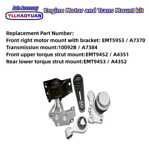 Complete Set of 4 Heavy Duty Engine Motor Mounts for 2008 2015 Nissan Rogue 2 5 Liter 2WD showing four durable car parts.
