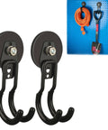 Magnetic Hooks 2 Pack Heavy Duty With Anti Slip Coating And Non Slip Bent Design For Garden Tools And Ropes on pegboard