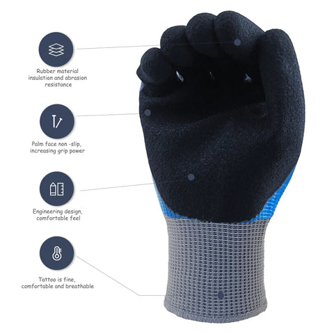 Close-up of Insulated Electrician Gloves 1000V ASTM D120 Certified High Voltage Work Gloves Non Slip Rubber Palms Flame Retardant