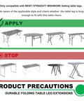 Built Tough Four Pack Folding Table Leg Extenders Heavy Duty Steel Adjustable Table Risers for applying and avoiding incorrect tables.