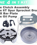 Beefed Up Three Eighths Inch Six Tooth Sprocket Clutch Drum Oil Pump Kit For Poulan And Partner Chainsaws parts layout