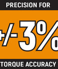 Precision for ±3% torque accuracy text for Half Inch Drive Micrometer Torque Wrench With 20 To 150 Foot-Pounds Range, Quick Set Collar