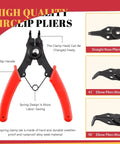 High quality circlip pliers with red handles and various nose angles, featuring Pro Grade Alloy Steel External And Internal Retaining Ring Set 261 Pcs With 16 Sizes 4mm To 30mm Includes 4 In 1 Snap Ring Pliers And Wrist Pin Clips For DIY Repair Projects.