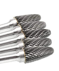 SF-5 Tungsten Carbide Burr Set Double Cut Rotary Burrs Tree Shape Radius End For Die Grinder shown in close-angle view