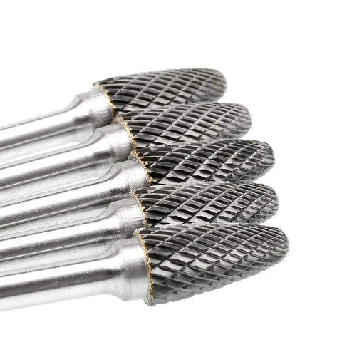 SF-5 Tungsten Carbide Burr Set Double Cut Rotary Burrs Tree Shape Radius End For Die Grinder shown in close-angle view