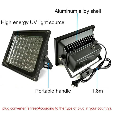 Rock Solid 600W Led Uv Curing Lamp Delivering 365Nm 395Nm 405Nm Wavelengths For Sla Dlp 3D Printer Resin Pcb Repair Gel Nails And Weekend Craft Projects Fast Dry Action with aluminum alloy shell.