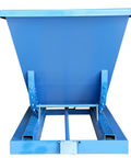 Heavy Duty Self Dumping Hopper Forklift Attachment For No Hassle Site Cleanup And Bulk Material Haul 520 Liter industrial trash bin, blue, front view.