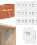 20 Pack Legit Heavy Duty Adhesive Shelf Brackets With Rock Solid Self Stick Backing For Kitchen Cabinets And Closets, clear brackets displayed.