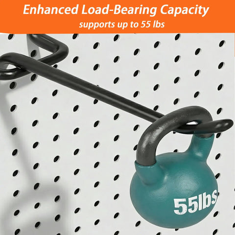 Extra Thick Quarter Inch Pegboard Hooks 80 Pack Set In 2, 4, 6, And 8 Inch Sizes Black Heavy Duty L Shaped Pegboard Hooks with kettle