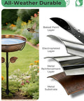 Metal Bird Bath For Outdoors 36 Inch Tall Stake With Removable 13 Inch Diameter Bowl And 3 Inch Deep Basin 1.4 Gallon Capacity